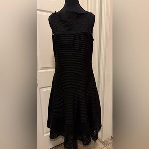Julian Taylor Black Ribbed Mock Neck Midi Dress